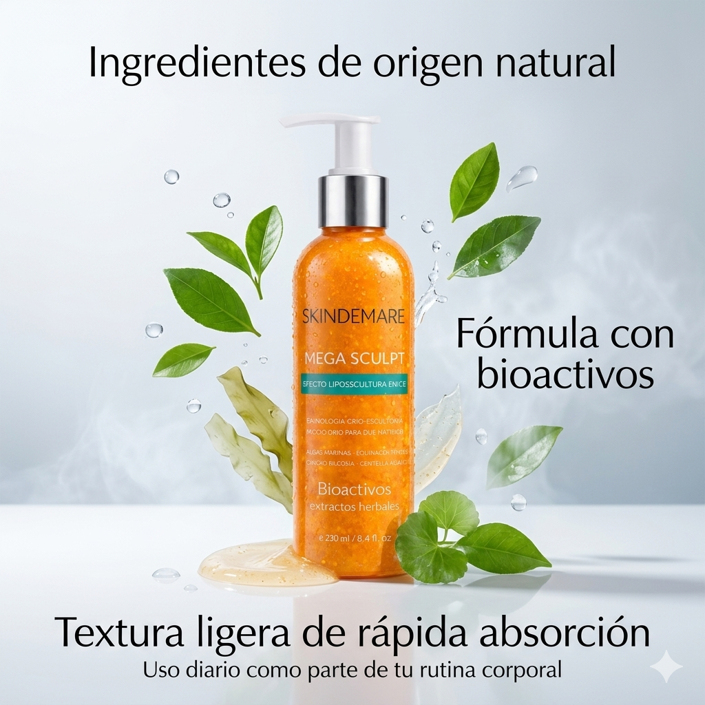 Gel Reductor Skindemare Mega Sculpt 250ml | Efecto Frío Crio-Escultor | Ingredientes Naturales | Tonifica y Reafirma la Piel