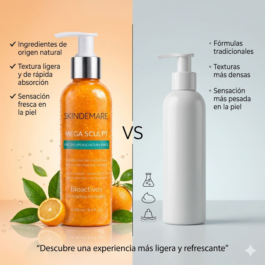 Gel Reductor Skindemare Mega Sculpt 250ml | Efecto Frío Crio-Escultor | Ingredientes Naturales | Tonifica y Reafirma la Piel