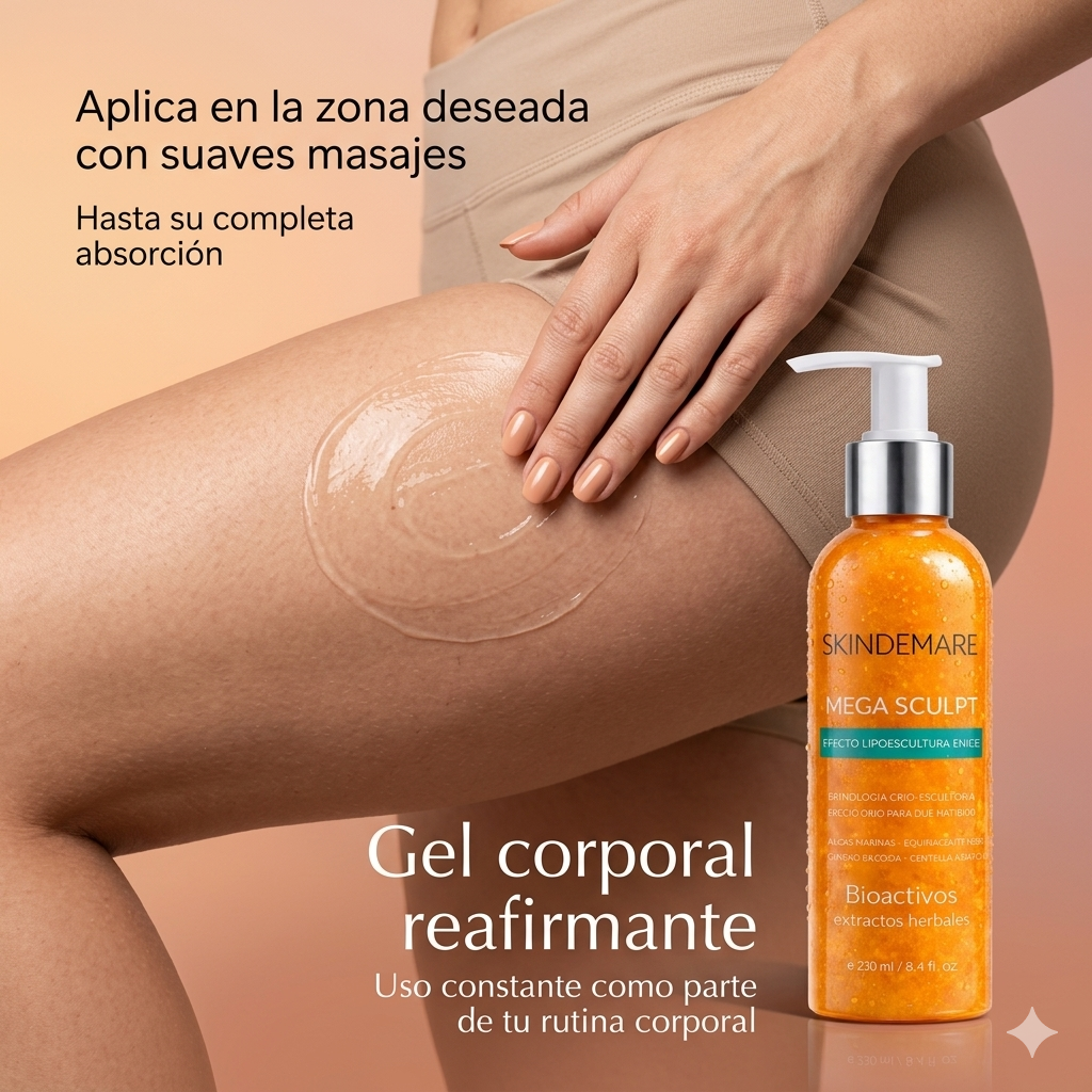 Gel Reductor Skindemare Mega Sculpt 250ml | Efecto Frío Crio-Escultor | Ingredientes Naturales | Tonifica y Reafirma la Piel