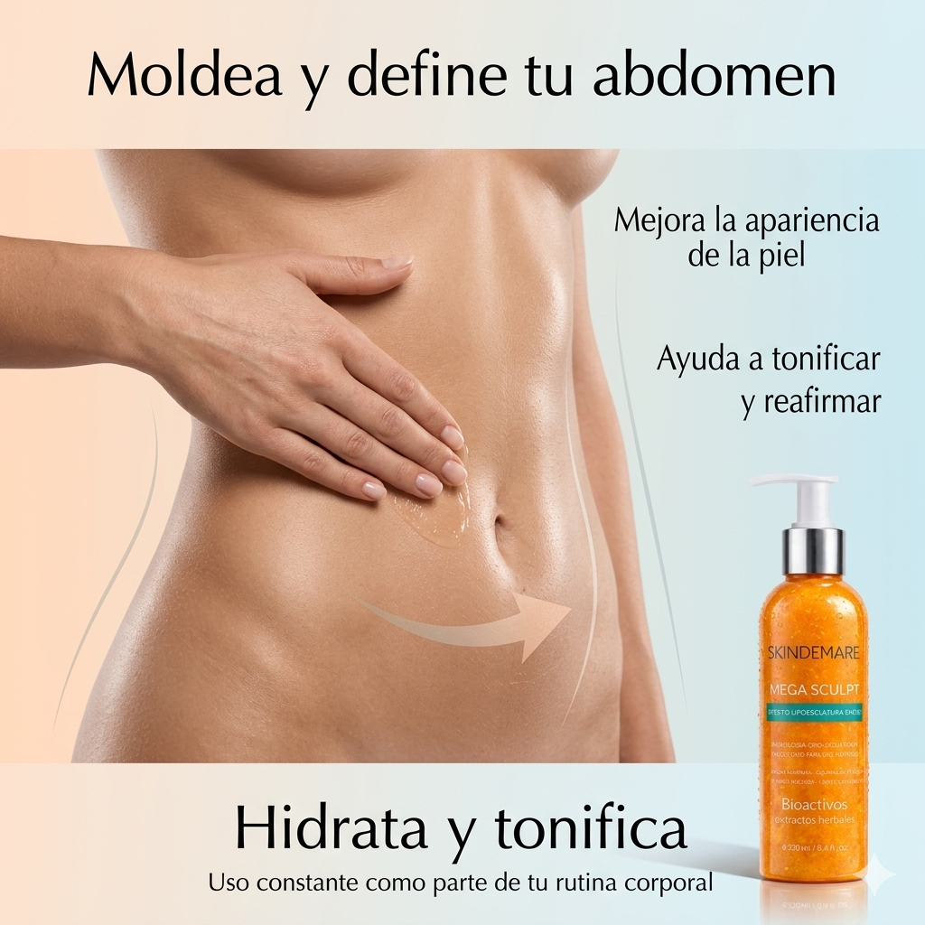 Gel Reductor Skindemare Mega Sculpt 250ml | Efecto Frío Crio-Escultor | Ingredientes Naturales | Tonifica y Reafirma la Piel